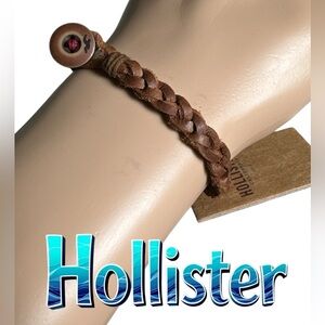 Hollister Tan Braided Leather Bracelet
